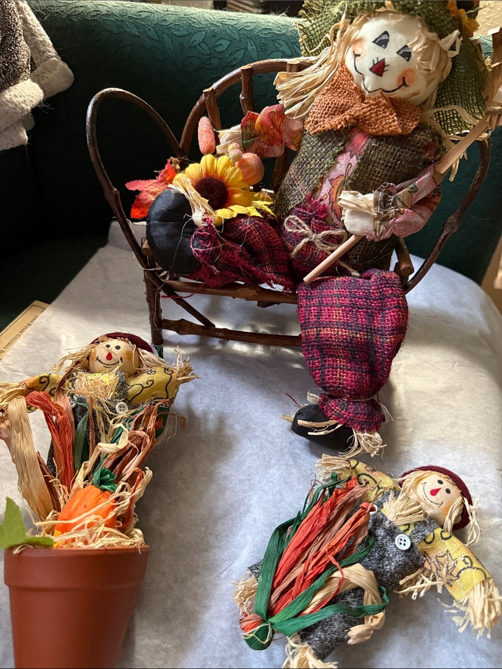 3 pieces Handcrafted Fall Harvest Scarecrow Décor Set - Multi-Color